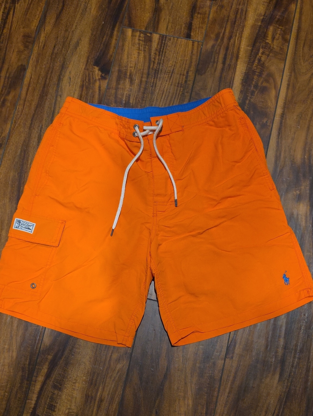 Polo by Ralph Lauren Bright Orange Men’s Swim Trunks with Blue Liner